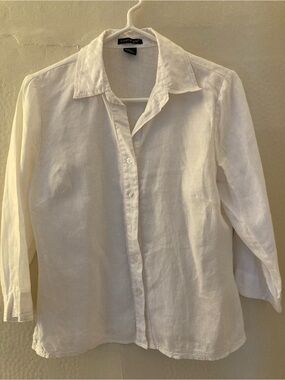 White Button-Up Linen Shirt